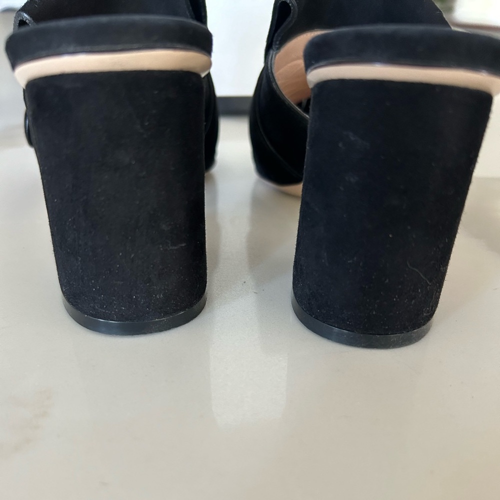Gucci Scamosciato fringe heel sandal, GG Marmont logo, Black suede, Size 35.5 - Picture 5 of 9